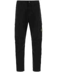 Stone Island - Black Stretch Cotton Cargo Pant - Lyst