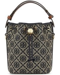 Tory Burch - Embroidered Fabric Mini T Monogram Bucket Bag - Lyst