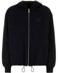Prada - Giubbino reversibile in cotone nero - Lyst