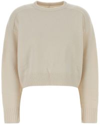 Loulou - Ivory Wool Blend Bruzzi Sweater - Lyst