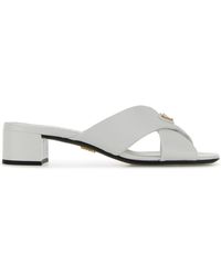 Prada - Sabot in pelle bianca - Lyst