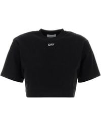 Off-White c/o Virgil Abloh - Off Stamp Rib Cropped Tee - Lyst