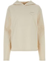 Prada - Felpa oversize in cotone stretch sabbia - Lyst