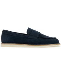 Prada - Mocassini in pelle scamosciata blu navy - Lyst