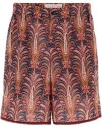 Valentino Garavani - Printed Cotton Bermuda Shorts - Lyst