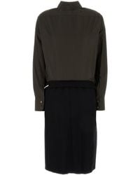 Maison Margiela - Two-Tone Poplin And Wool Shirt Dress - Lyst