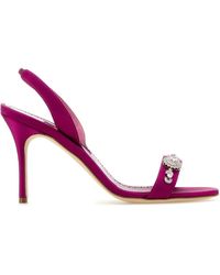 Manolo Blahnik - Fuchsia Satin Lamisan Sandals - Lyst