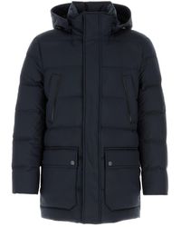 Canali - Navy Blue Polyester Down Jacket - Lyst