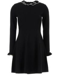 Valentino Garavani - Black Viscose Blend Mini Dress - Lyst
