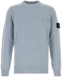 Stone Island - Light Blue Wool Blend Sweater - Lyst