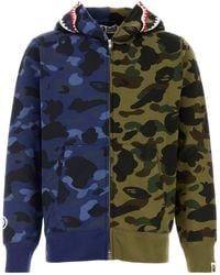 A Bathing Ape - Printed Cotton Split Camo Shark Sweatshirt - Lyst