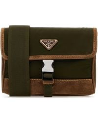 Prada - Porta cellulare bicolor in Re-Nylon e pelle scamosciata - Lyst