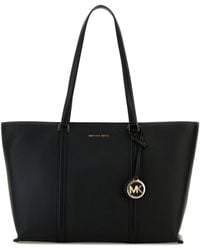Michael Kors - Borsa shopping Temple grande in pelle nera - Lyst