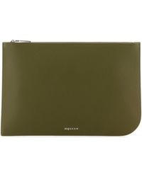 McQueen - Busta Sling grande in pelle verde oliva - Lyst