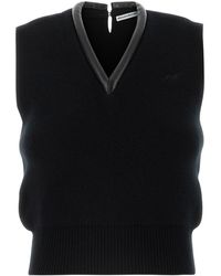 Alexander Wang - Black Stretch Wool Blend Vest - Lyst