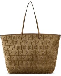 Fendi - Borsa shopping Roll grande in ciniglia ricamata - Lyst
