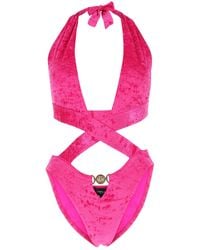 Versace - Pink Velour One-piece Swimsuit - Lyst