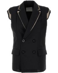 【関税&送料込】Sacai Black Polyester Blend Vest Sacai Polyester Blend Vest in Black | Lyst