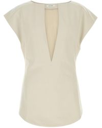 Entire studios - Canotta Deep Vee in misto poliestere stretch sabbia - Lyst