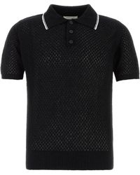 Ernest W. Baker Cable Knit Zip Polo in Black for Men | Lyst
