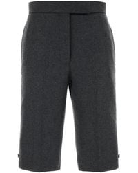 Thom Browne - Graphite Wool Bermuda Shorts - Lyst