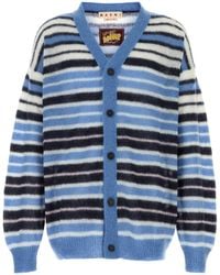 Marni - Logo-Embroidered Striped Mohair-Blend Cardigan - Lyst