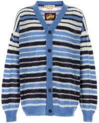 Marni - Logo-Embroidered Striped Mohair-Blend Cardigan - Lyst