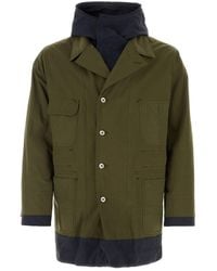 Sacai - Army Green Cotton And Nylon Reversibile Jacket - Lyst