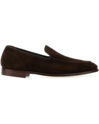 Crockett & Jones - Dark Brown Suede Salcombre Loafers - Lyst