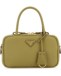 Prada - Borsa a mano in pelle verde salvia - Lyst