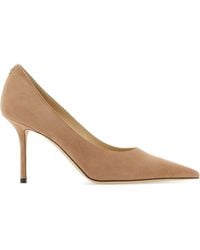 Jimmy Choo - Scarpe con tacco Love 85 in pelle scamosciata rosa carne - Lyst