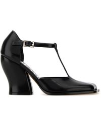 Loewe - Scarpe con tacco T-bar in pelle nera - Lyst
