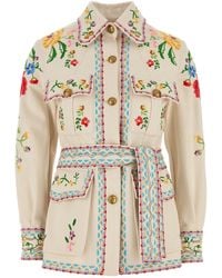 Valentino Garavani - Embroidered Denim Blazer - Lyst