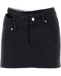Alexander Wang - Crystal Hotfix Mini Denim Skirt - Lyst