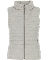 Moorer - Light Grey Linen Sleeveless Villan Down Jacket - Lyst