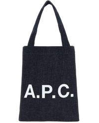 A.P.C. - Borsa shopping Lou piccola in denim - Lyst