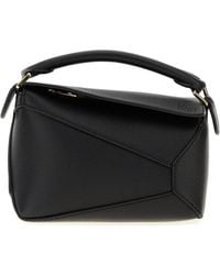 Loewe - Borsa a mano Puzzle mini in pelle nera - Lyst