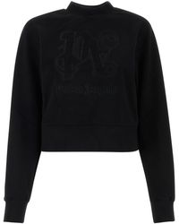Palm Angels - Felpa in cotone nero - Lyst