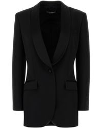 Dolce & Gabbana - Giacca in misto lana stretch nera - Lyst