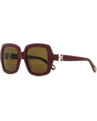 Chloé - Burgundy Acetate Sunglasses - Lyst