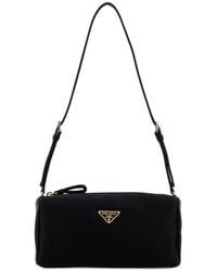 Prada - Borsa a spalla mini in raso nero - Lyst