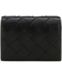 Bottega Veneta - Black Leather Tiny Intrecciato Wallet - Lyst