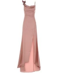 Blumarine - Pink Stretch Satin Long Dress - Lyst