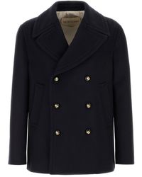 Valentino Garavani - Midnight Blue Wool Coat - Lyst