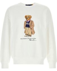 Polo Ralph Lauren - Felpa in misto cotone bianco - Lyst