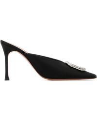 AMINA MUADDI - CAMELIA MULE 90 SATIN BLACK WHITE - Lyst
