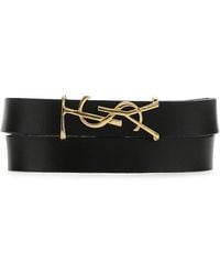 Saint Laurent - Bracciale Opyum in pelle nera - Lyst