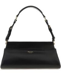 Prada - Borsa a spalla Enchaîné media in pelle nera - Lyst