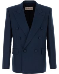 Valentino Garavani - Navy Blue Wool Blazer - Lyst