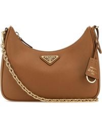 Prada - Borsa a spalla Re-Edition 2005 in pelle cammello - Lyst